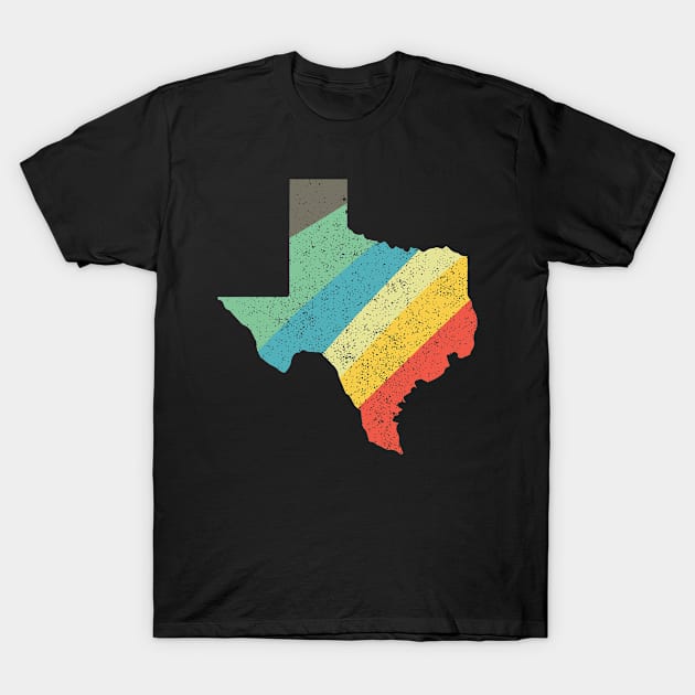 Texas State Vintage Retro Rainbow Outline stripes T-Shirt by ttyaythings